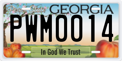 GA license plate PWM0014