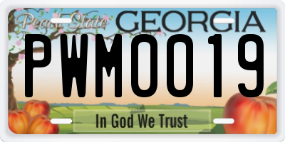 GA license plate PWM0019