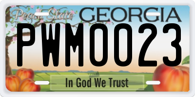 GA license plate PWM0023
