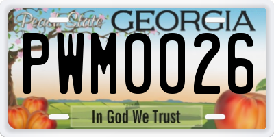 GA license plate PWM0026