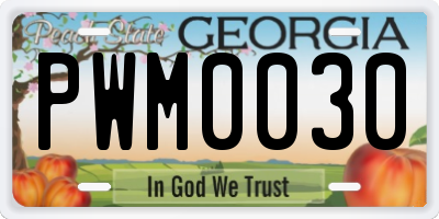 GA license plate PWM0030