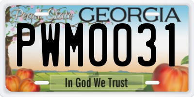 GA license plate PWM0031