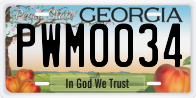 GA license plate PWM0034