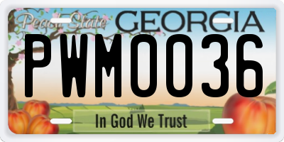 GA license plate PWM0036