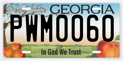 GA license plate PWM0060