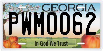 GA license plate PWM0062