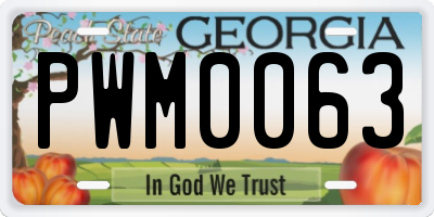 GA license plate PWM0063