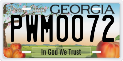 GA license plate PWM0072