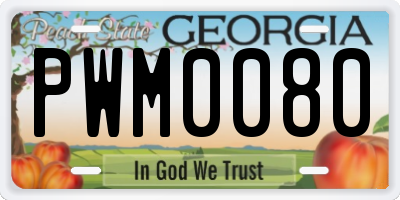 GA license plate PWM0080