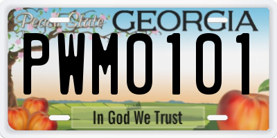 GA license plate PWM0101