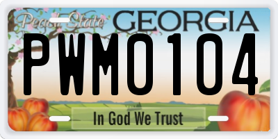 GA license plate PWM0104