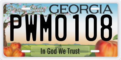 GA license plate PWM0108