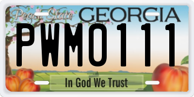 GA license plate PWM0111