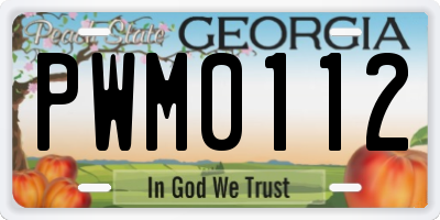 GA license plate PWM0112