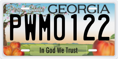 GA license plate PWM0122