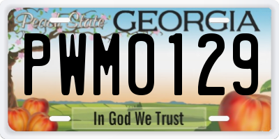 GA license plate PWM0129