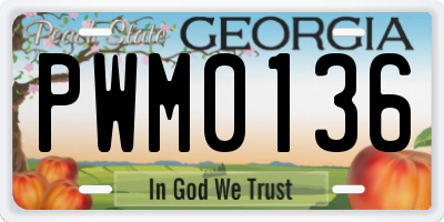GA license plate PWM0136