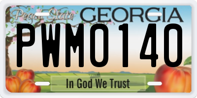 GA license plate PWM0140