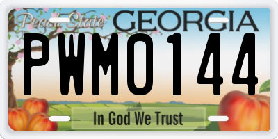 GA license plate PWM0144