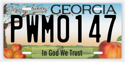 GA license plate PWM0147