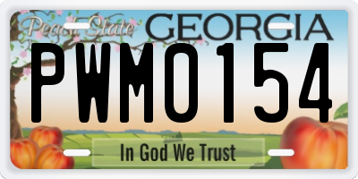 GA license plate PWM0154
