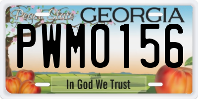 GA license plate PWM0156