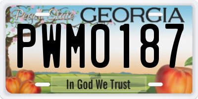 GA license plate PWM0187