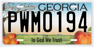 GA license plate PWM0194