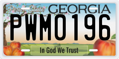 GA license plate PWM0196