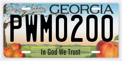 GA license plate PWM0200