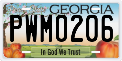 GA license plate PWM0206
