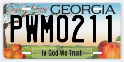 GA license plate PWM0211