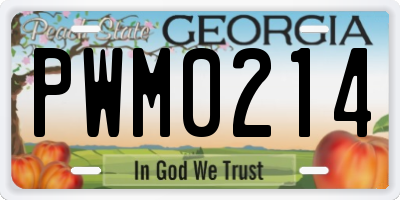 GA license plate PWM0214