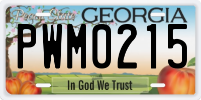 GA license plate PWM0215