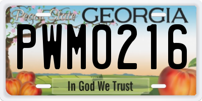 GA license plate PWM0216