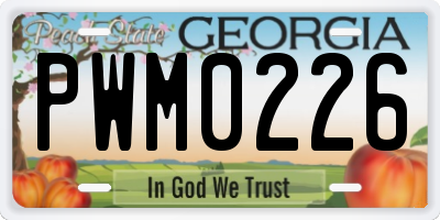 GA license plate PWM0226