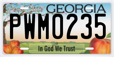 GA license plate PWM0235