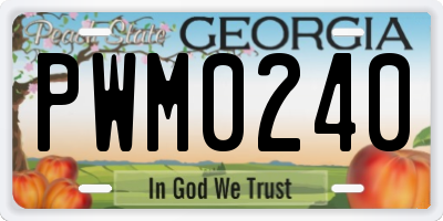 GA license plate PWM0240