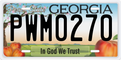 GA license plate PWM0270