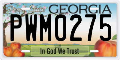 GA license plate PWM0275