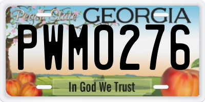 GA license plate PWM0276