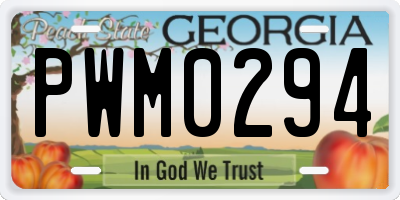 GA license plate PWM0294