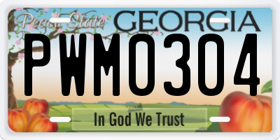 GA license plate PWM0304
