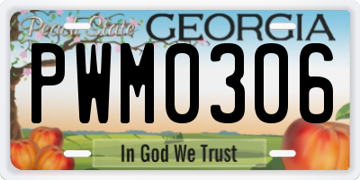 GA license plate PWM0306