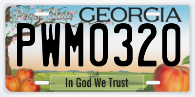 GA license plate PWM0320