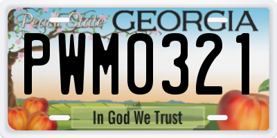 GA license plate PWM0321