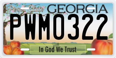 GA license plate PWM0322