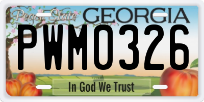 GA license plate PWM0326