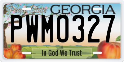 GA license plate PWM0327