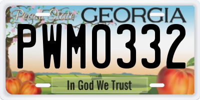 GA license plate PWM0332